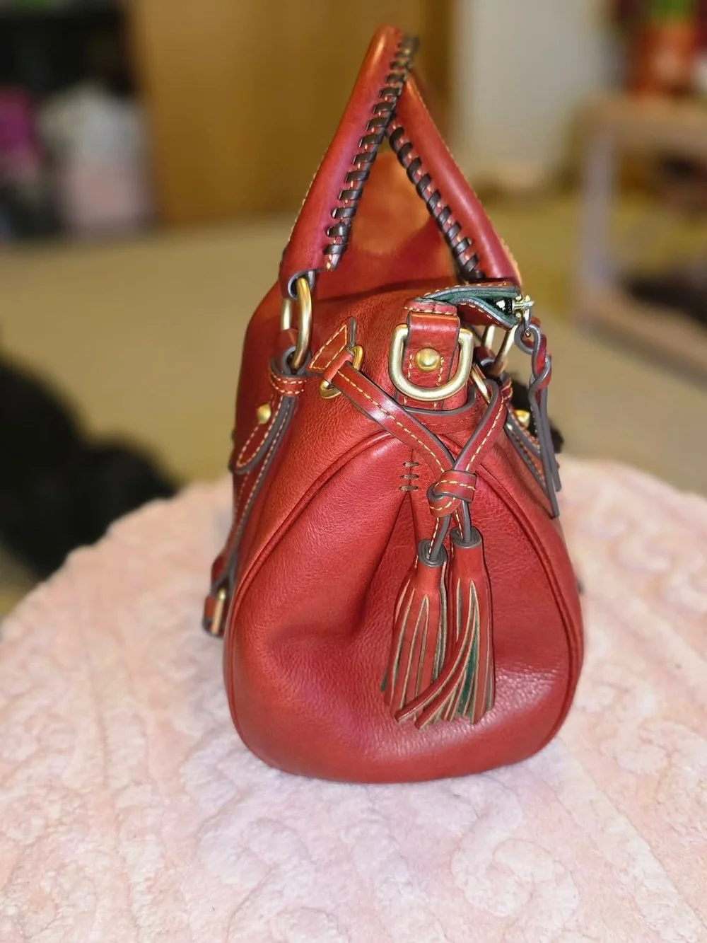 Dooney & Bourke Florentine Red Satchel In 13inch Size - Picture 4 of 8